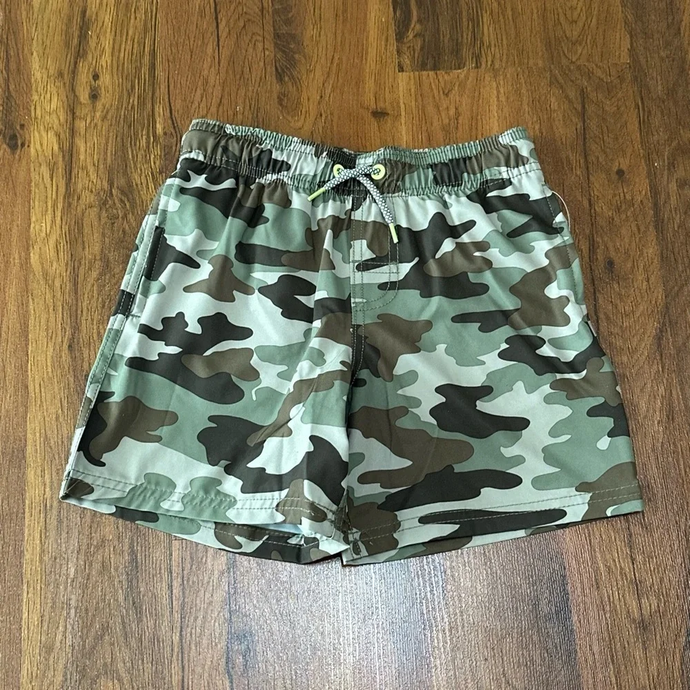 Wonder Nation  Boys Swim Trunks Set in Black, Blue, and Green Camo